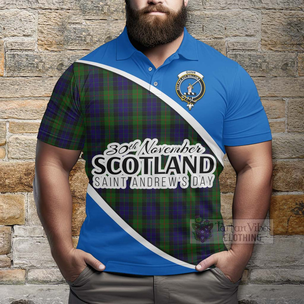 Tartan Vibes Clothing Gunn Family Crest Tartan Polo Shirt Celebrate Saint Andrew's Day in Style