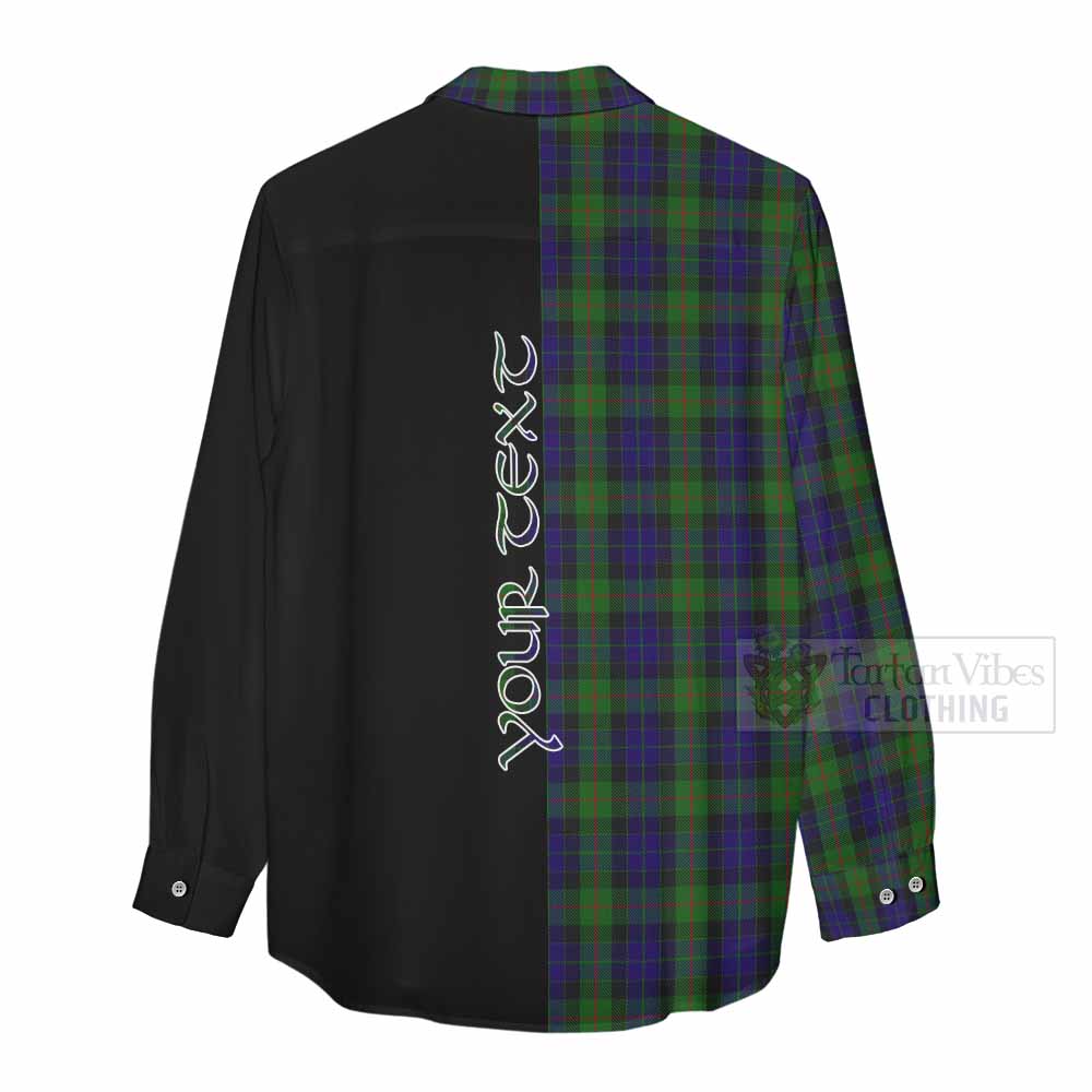 Tartan Vibes Clothing Gunn Tartan Women's Casual Shirt with Family Crest and Half Of Me Style