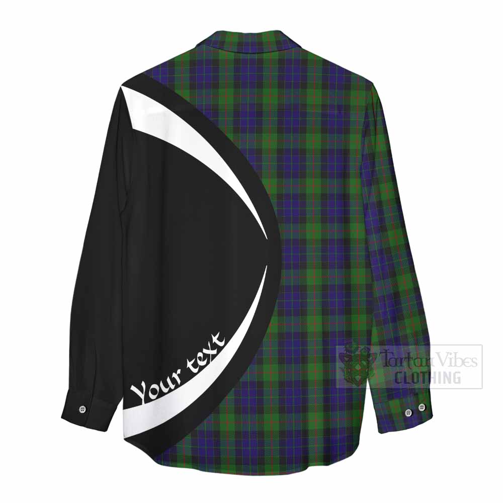 Tartan Vibes Clothing Gunn Tartan Women's Casual Shirt with Family Crest Circle Style