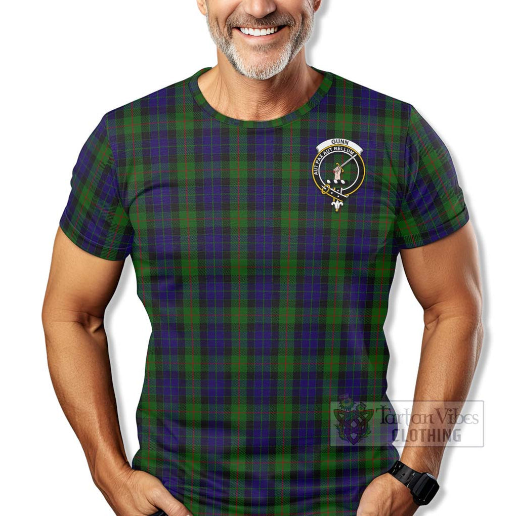 Tartan Vibes Clothing Gunn Tartan T-Shirt with Family Crest Celtic Skull Style