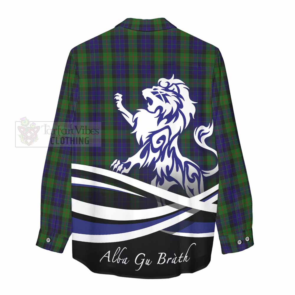 Tartan Vibes Clothing Gunn Tartan Women's Casual Shirt with Alba Gu Brath Regal Lion Emblem