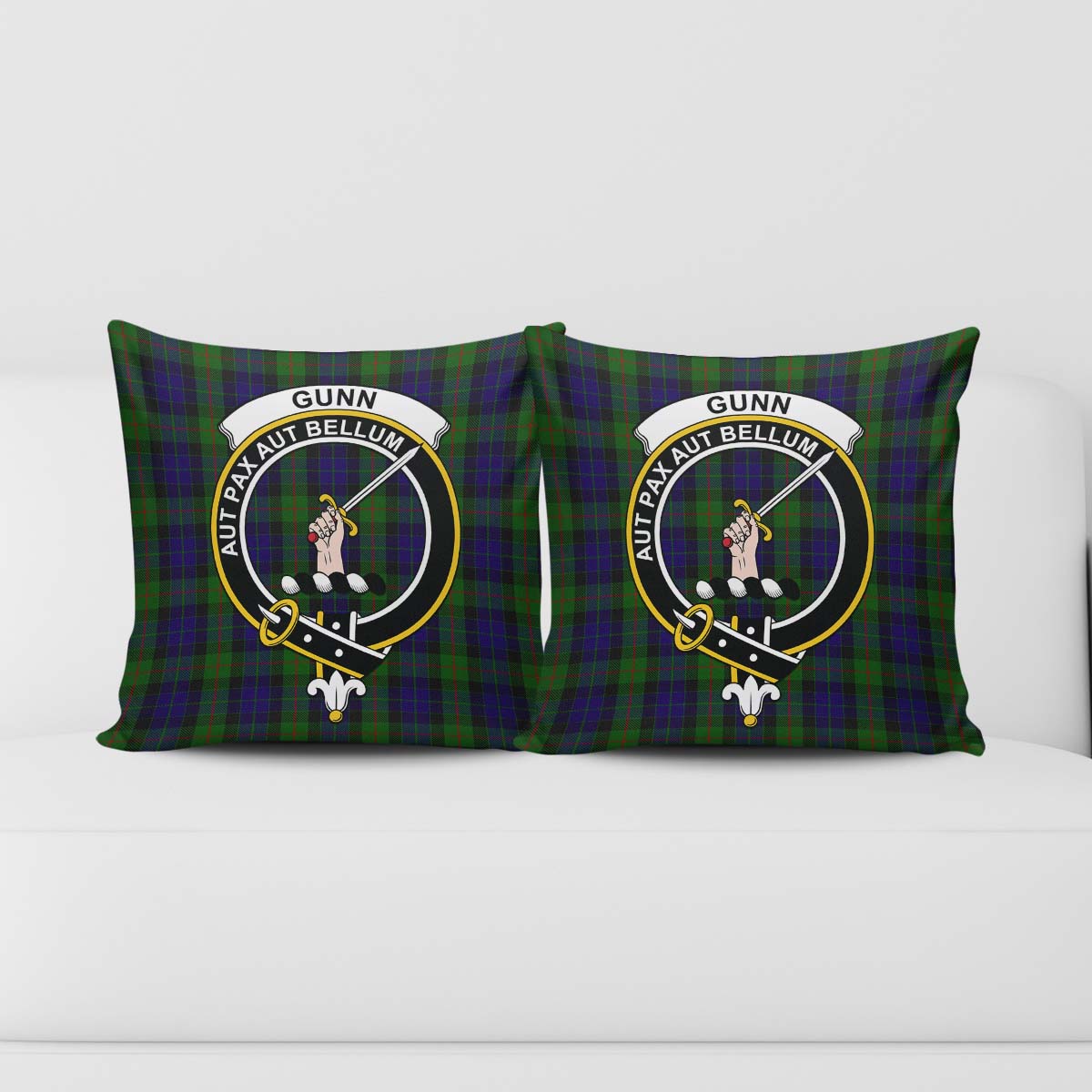 Gunn Tartan Pillow Cover with Family Crest - Tartanvibesclothing