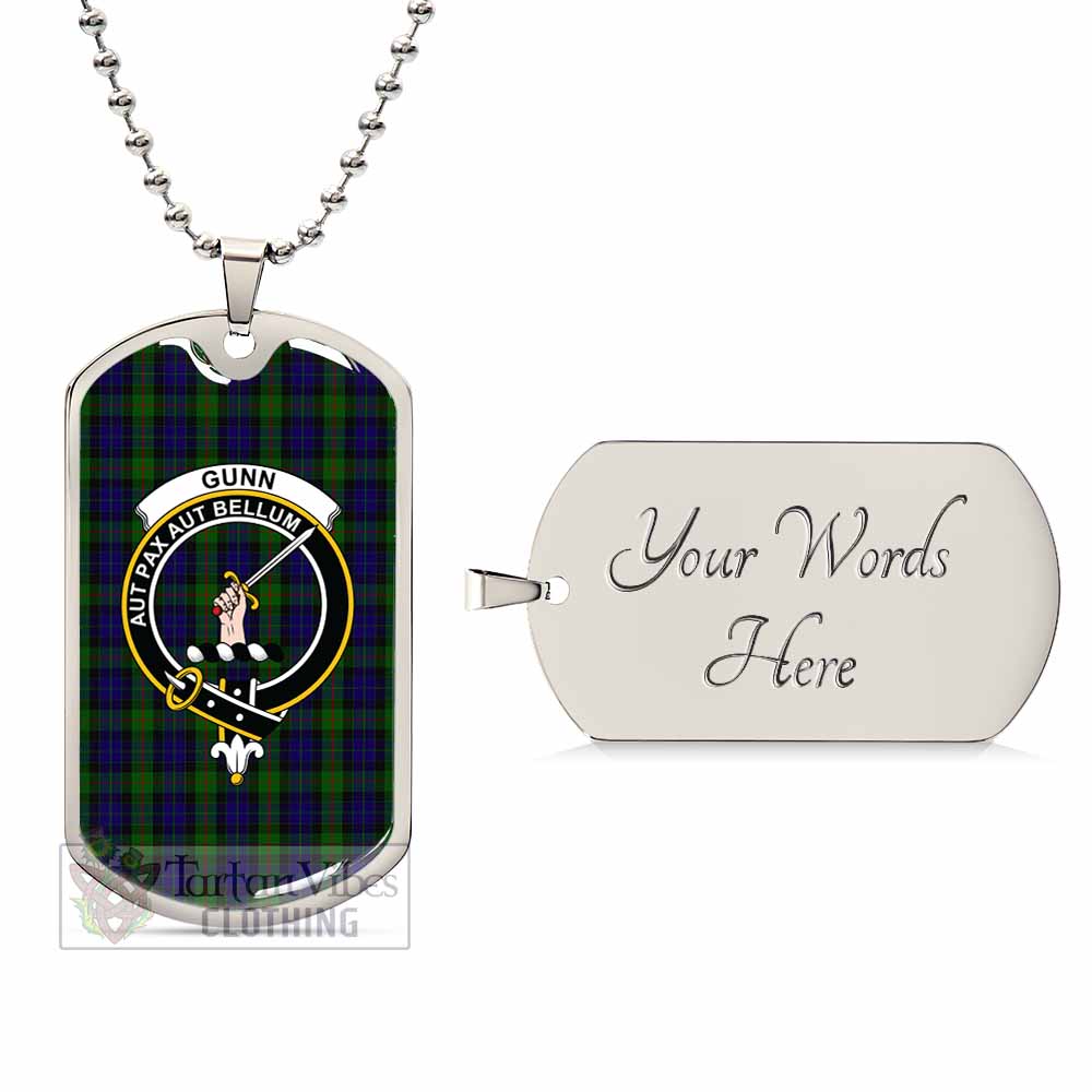 Tartan Vibes Clothing Gunn Tartan Dog Tag Necklace with Family Crest