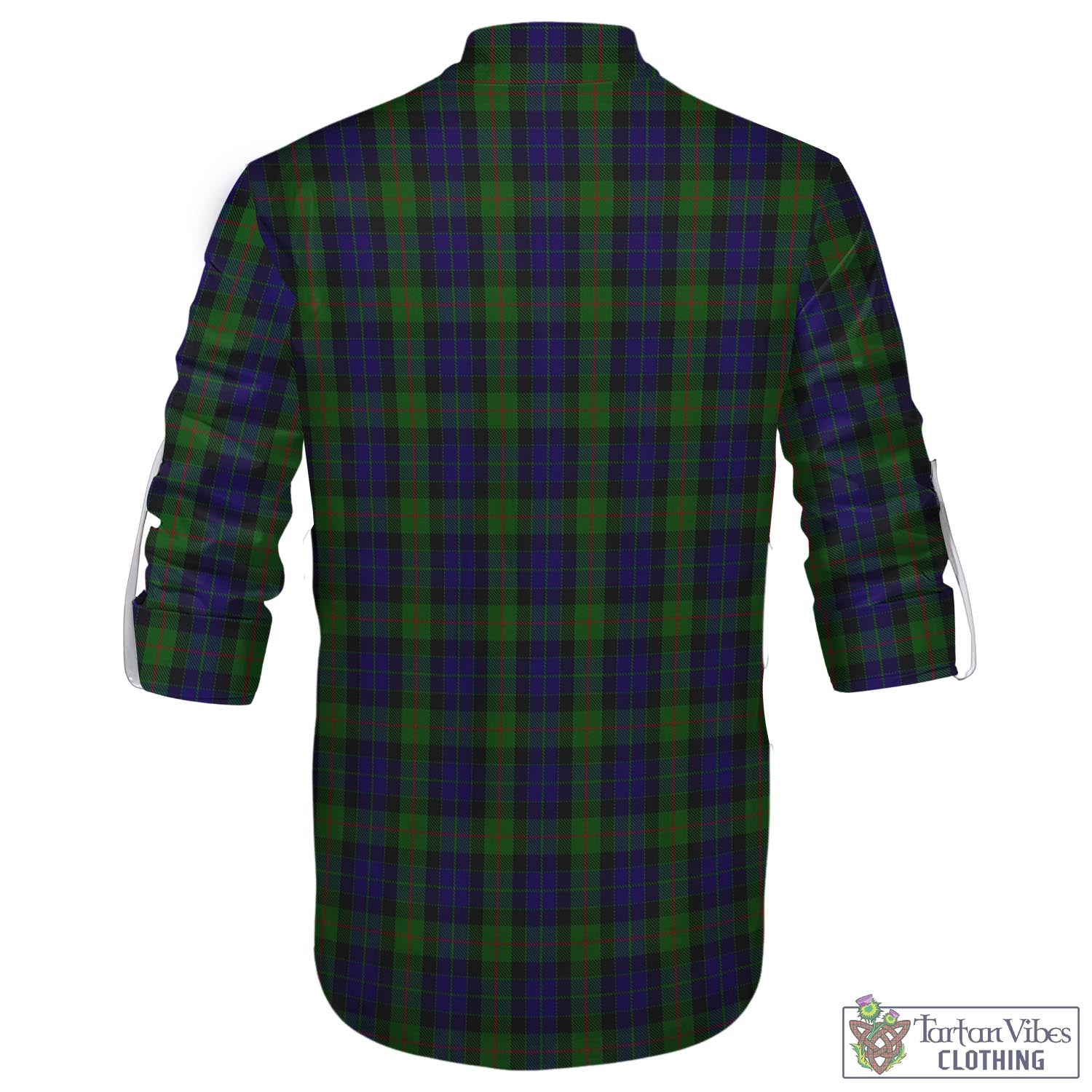 Tartan Vibes Clothing Gunn Tartan Men's Scottish Traditional Jacobite Ghillie Kilt Shirt with Family Crest