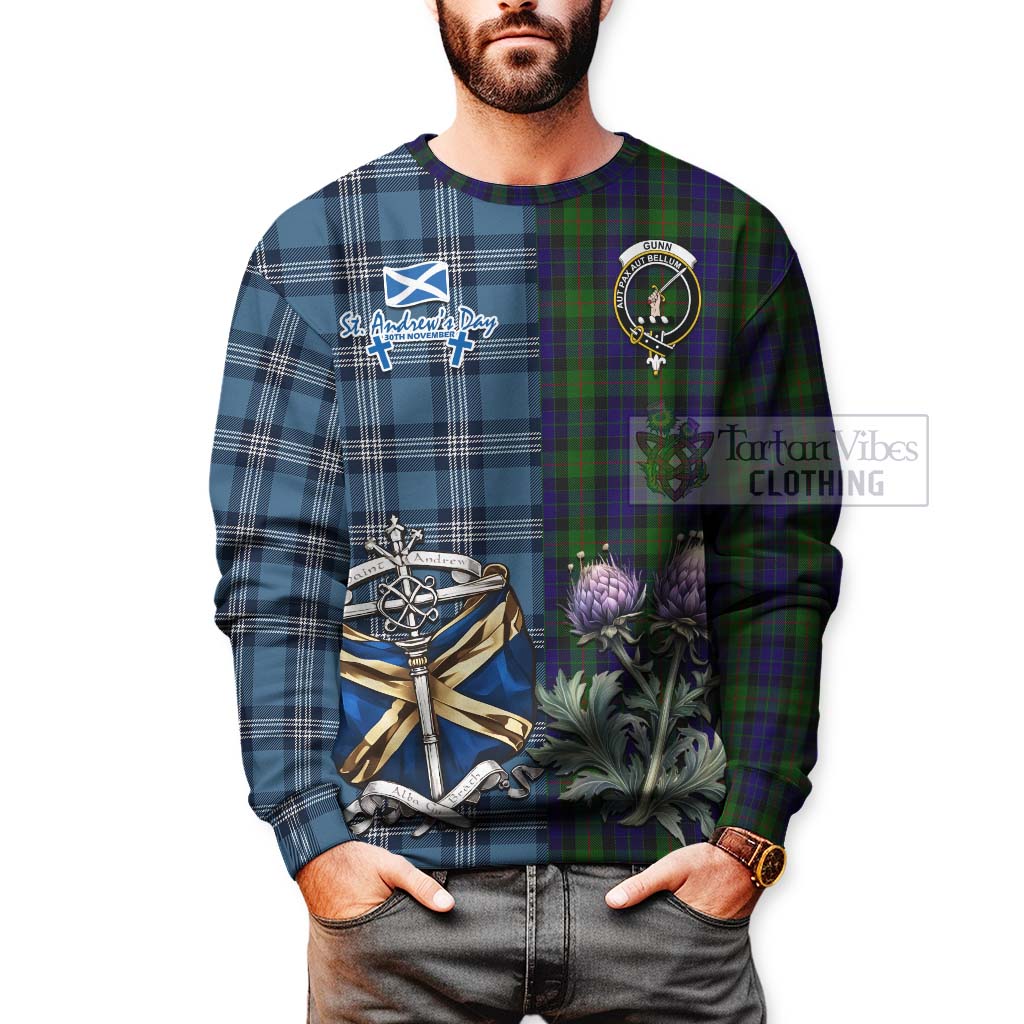 Tartan Vibes Clothing Gunn Tartan Sweatshirt Happy St. Andrew's Day Half Tartan Style