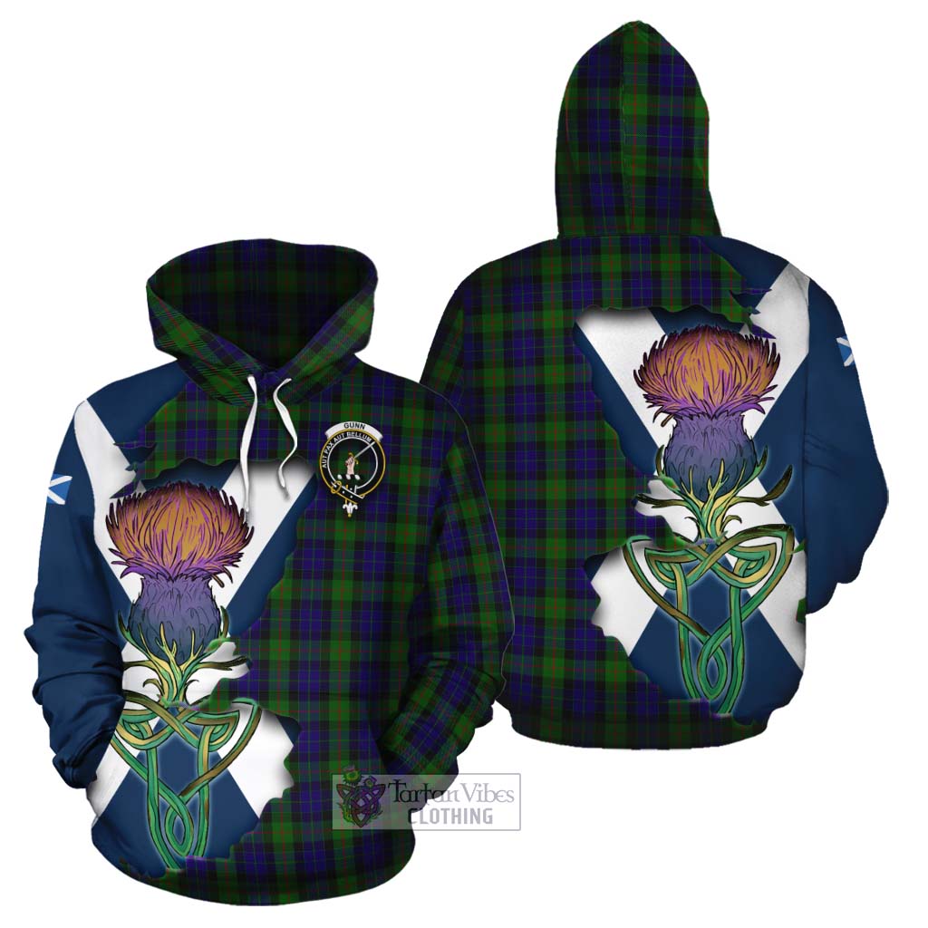 Gunn Tartan Family Crest Cotton Hoodie Scottish Thistle Celtic Inspired - Tartan Vibes Clothing
