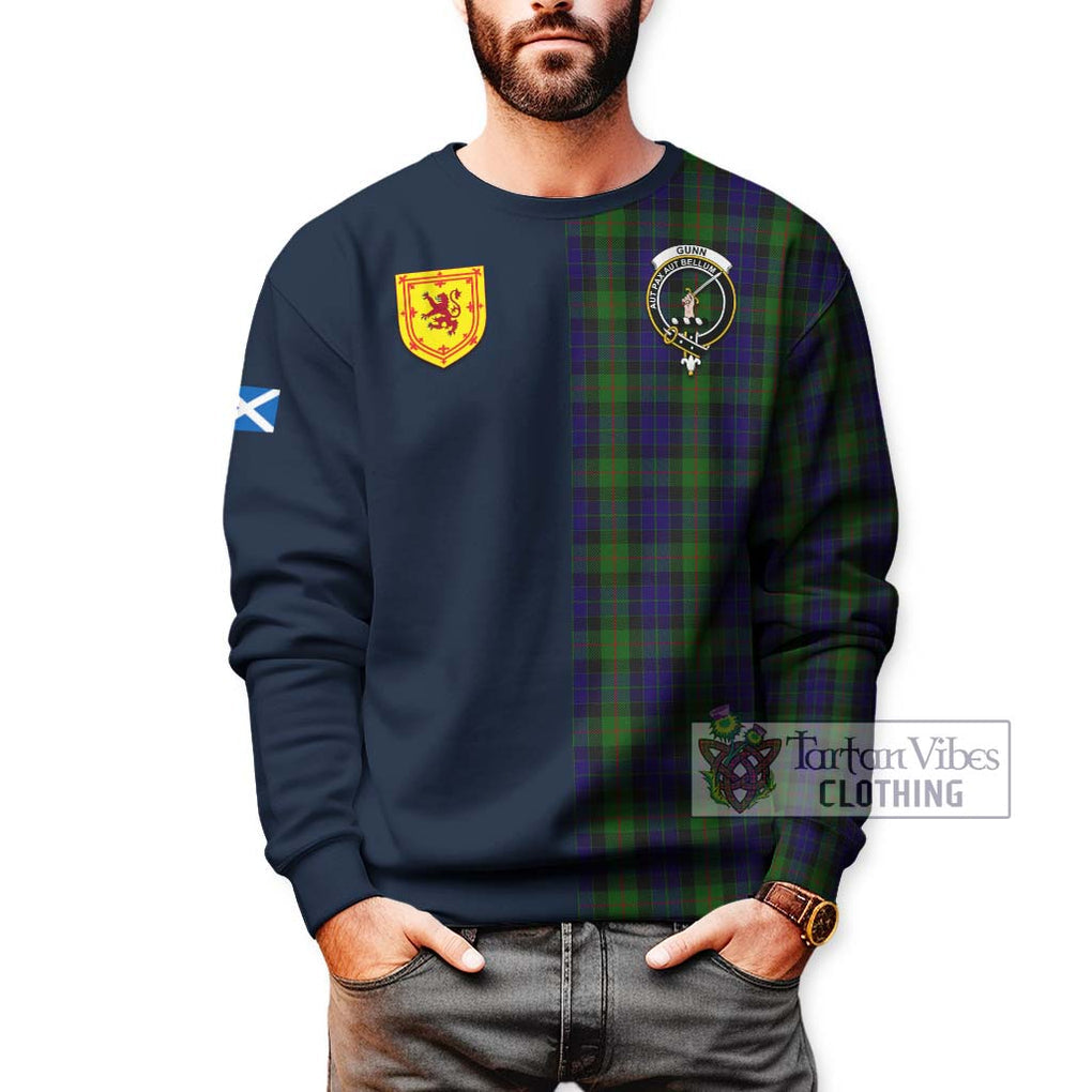 Tartan Vibes Clothing Gunn Tartan Sweatshirt with Scottish Lion Royal Arm Half Style