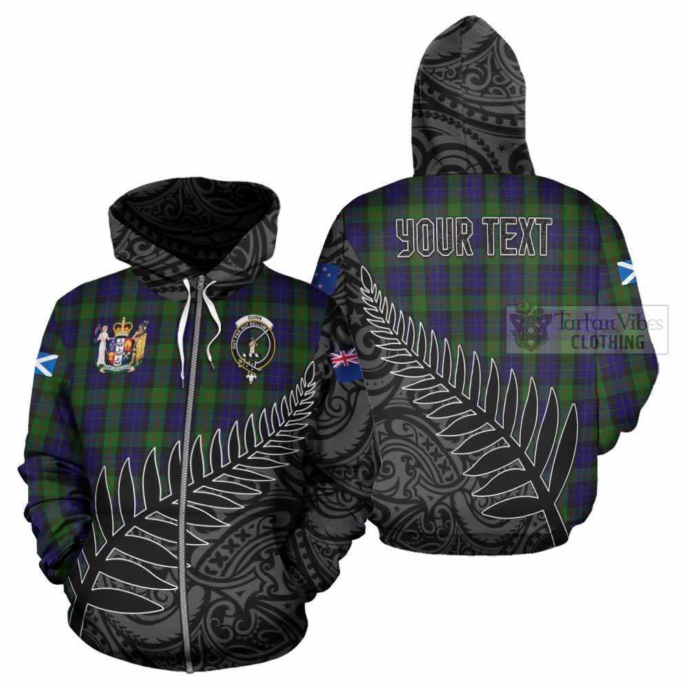 Tartan Vibes Clothing Gunn Crest Tartan Hoodie with New Zealand Silver Fern Half Style