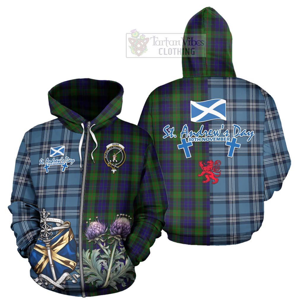 Tartan Vibes Clothing Gunn Tartan Hoodie Happy St. Andrew's Day Half Tartan Style