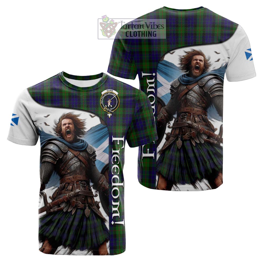 Tartan Vibes Clothing Gunn Crest Tartan Cotton T-shirt Inspired by the Freedom of Scottish Warrior