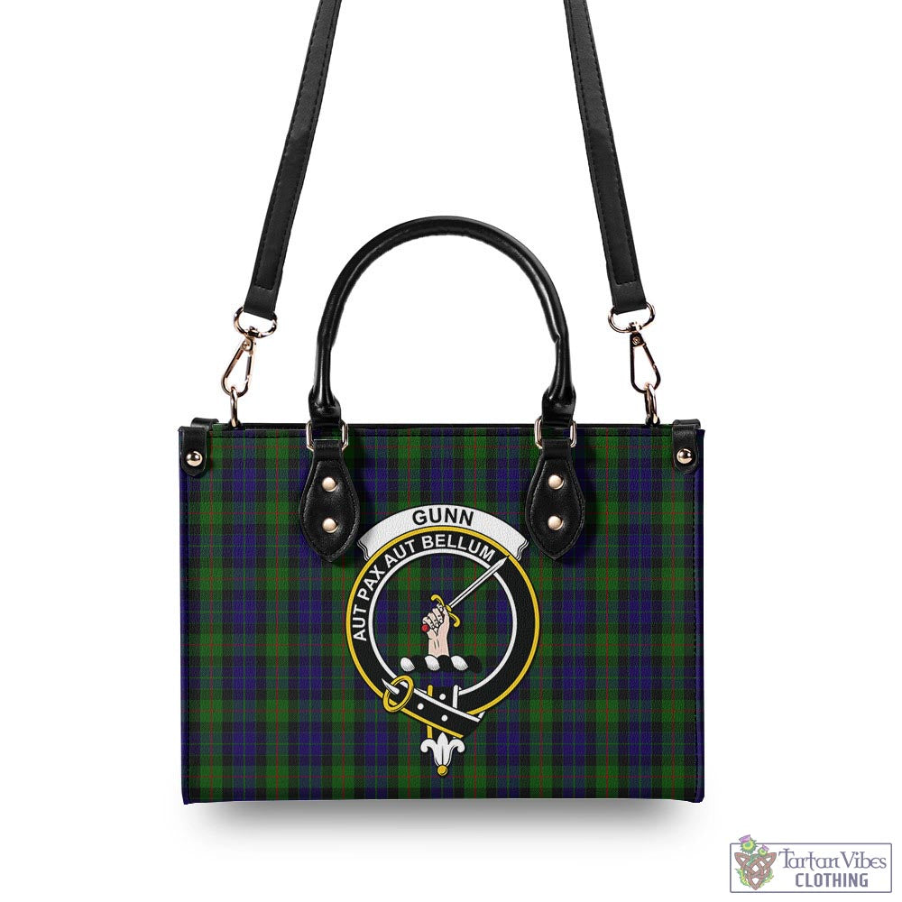 Tartan Vibes Clothing Gunn Tartan Luxury Leather Handbags with Family Crest