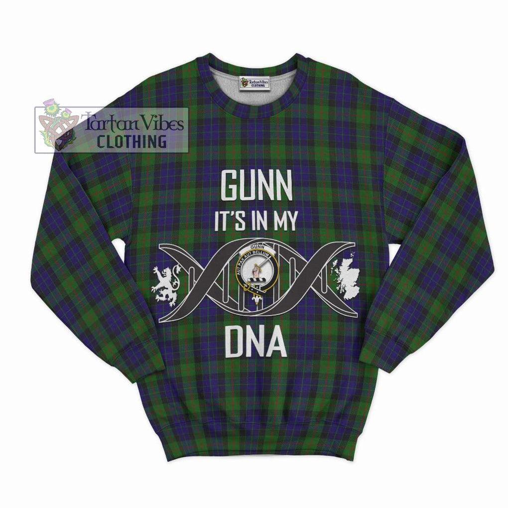 Gunn Tartan Sweatshirt with Family Crest DNA In Me Style - Tartanvibesclothing Shop