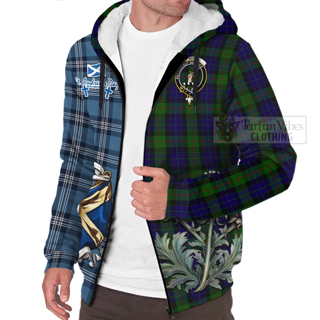 Tartan Vibes Clothing Gunn Tartan Sherpa Hoodie Happy St. Andrew's Day Half Tartan Style