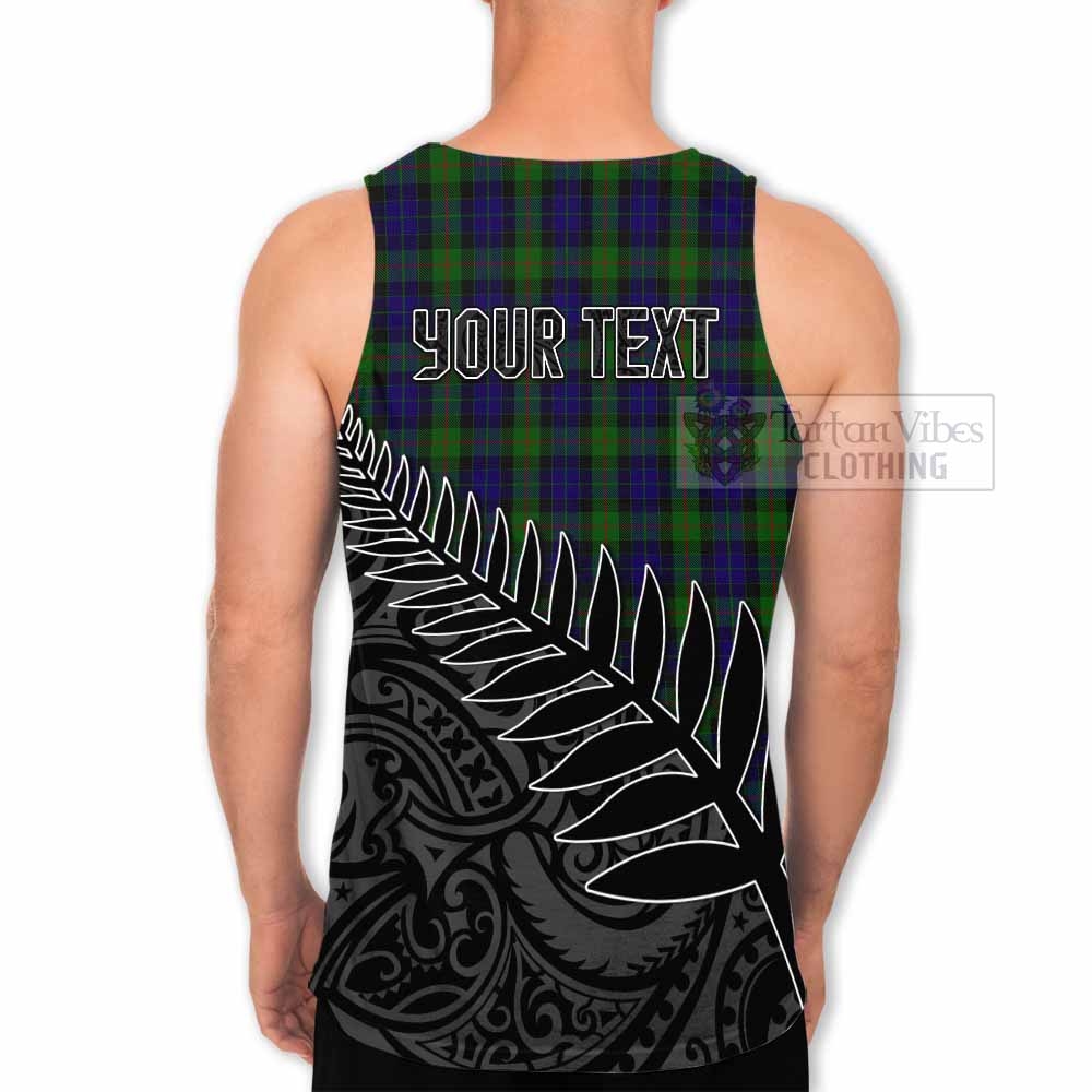 Tartan Vibes Clothing Gunn Crest Tartan Men's Tank Top with New Zealand Silver Fern Half Style