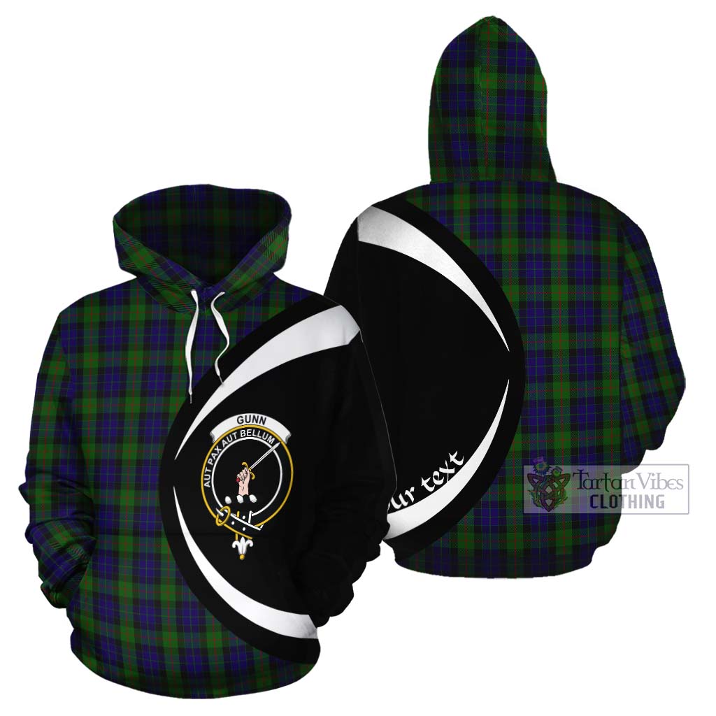 Tartan Vibes Clothing Gunn Tartan Cotton Hoodie with Family Crest Circle Style