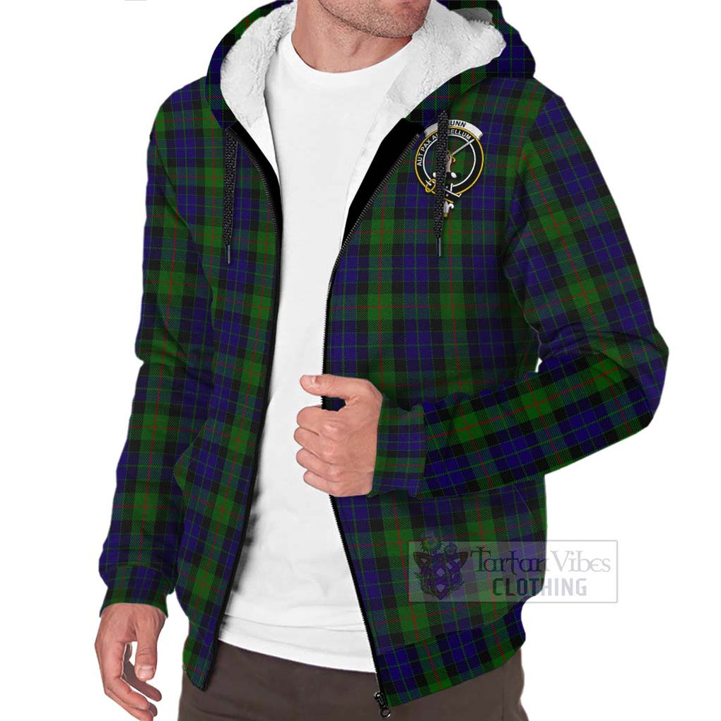 Tartan Vibes Clothing Gunn Tartan Sherpa Hoodie with Family Crest Celtic Skull Style