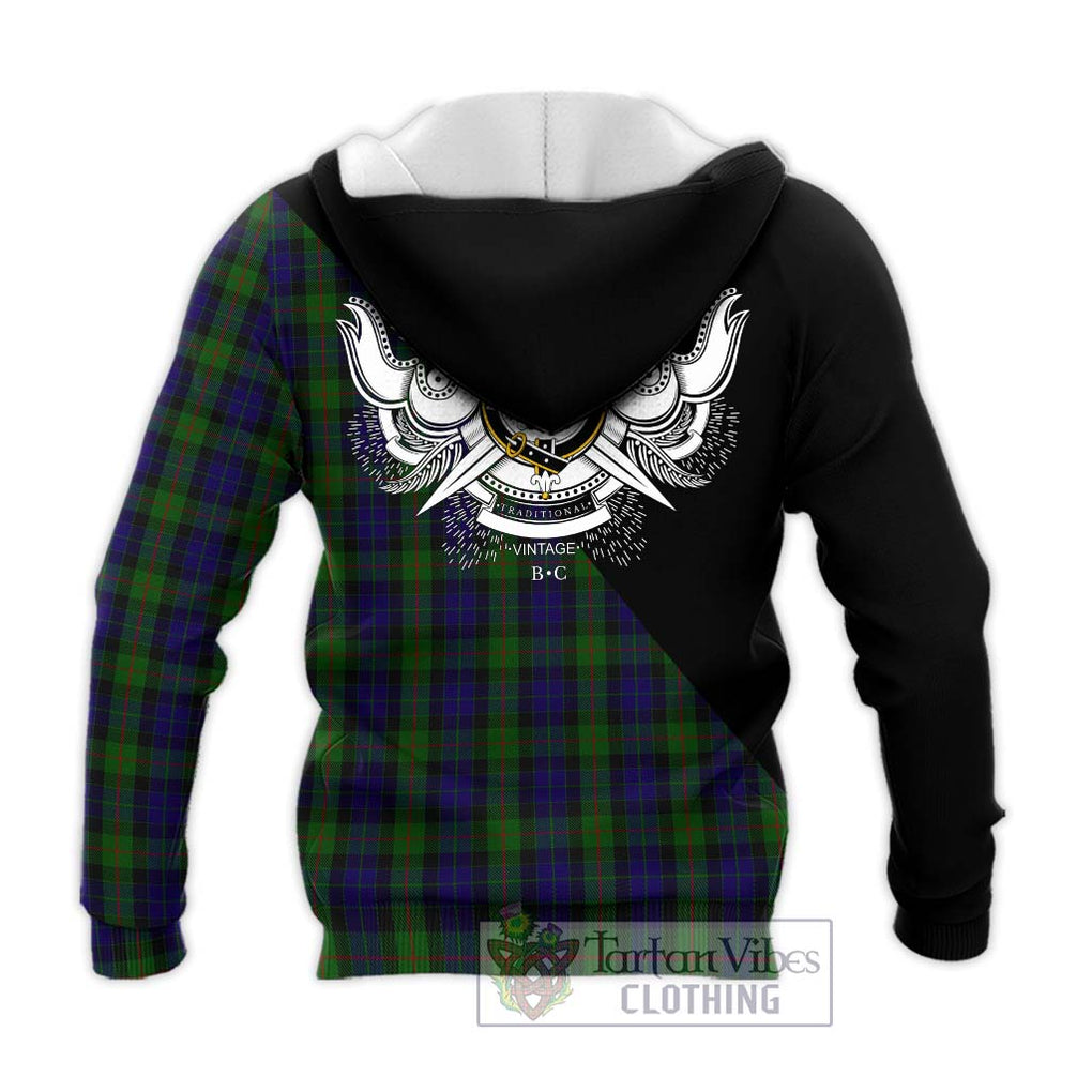 Gunn Tartan Knitted Hoodie with Family Crest and Military Logo Style - Tartanvibesclothing Shop