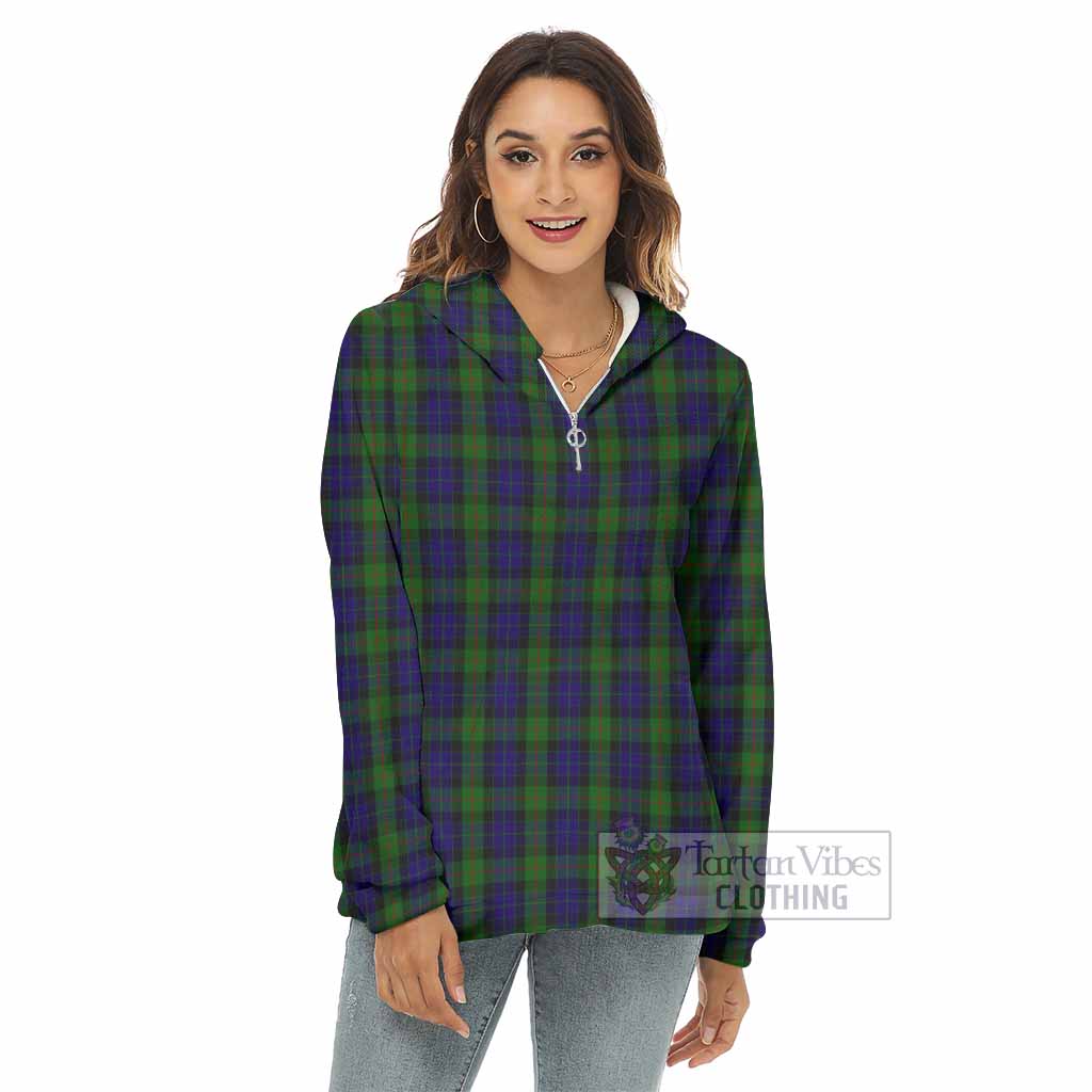 Gunn Tartan Women's Borg Fleece Hoodie with Half Zip - Tartan Vibes Clothing