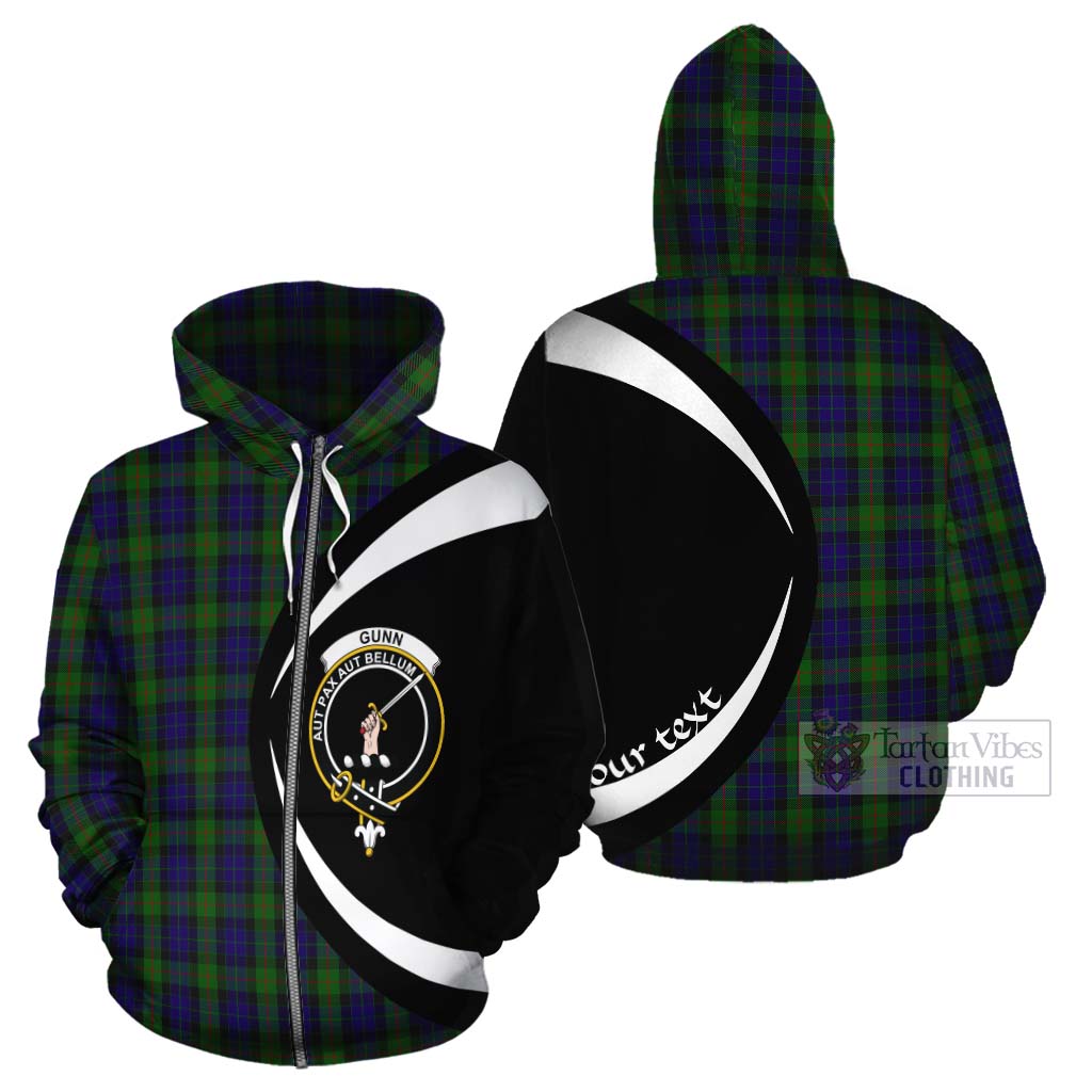 Tartan Vibes Clothing Gunn Tartan Cotton Hoodie with Family Crest Circle Style