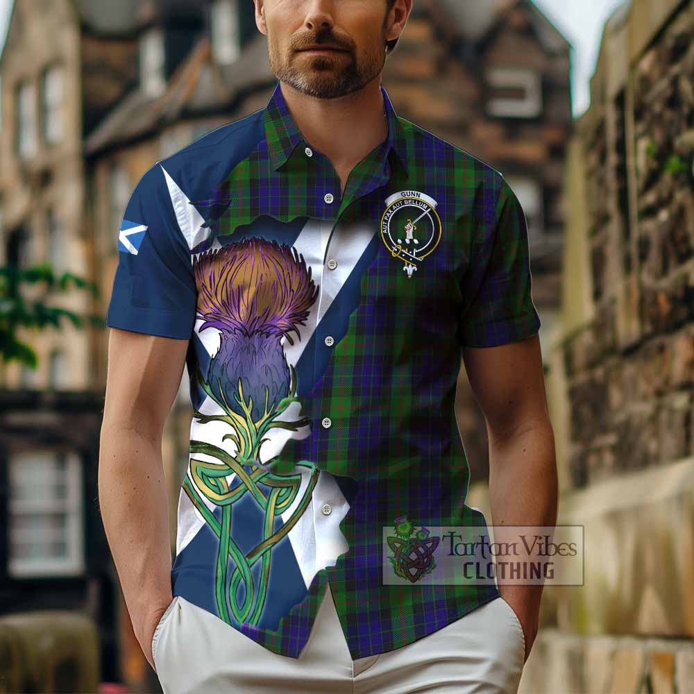Gunn Tartan Family Crest Hawaiian Shirt Scottish Thistle Celtic Inspired - Tartan Vibes Clothing