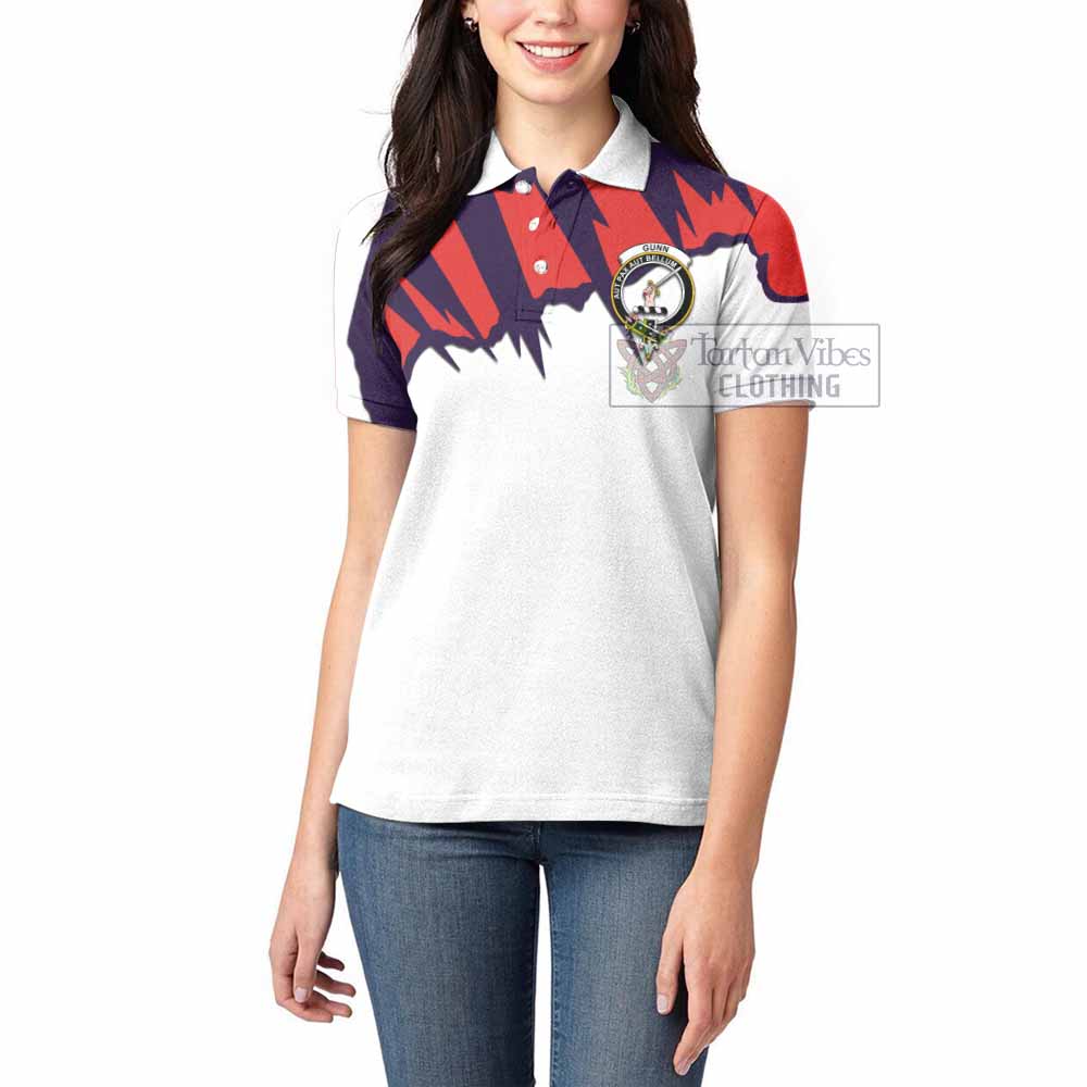 Tartan Vibes Clothing Gunn Clan Crest Women's Polo Shirt with Retro Sport Style