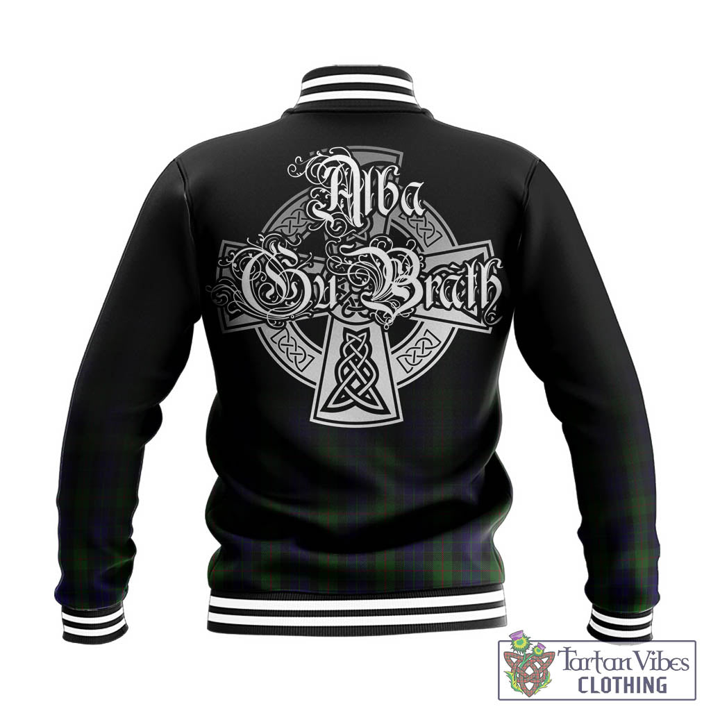 Tartan Vibes Clothing Gunn Tartan Baseball Jacket Featuring Alba Gu Brath Family Crest Celtic Inspired