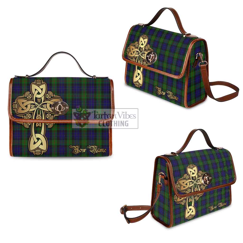 Tartan Vibes Clothing Gunn Tartan Waterproof Canvas Bag Golden Thistle Celtic Cross Style