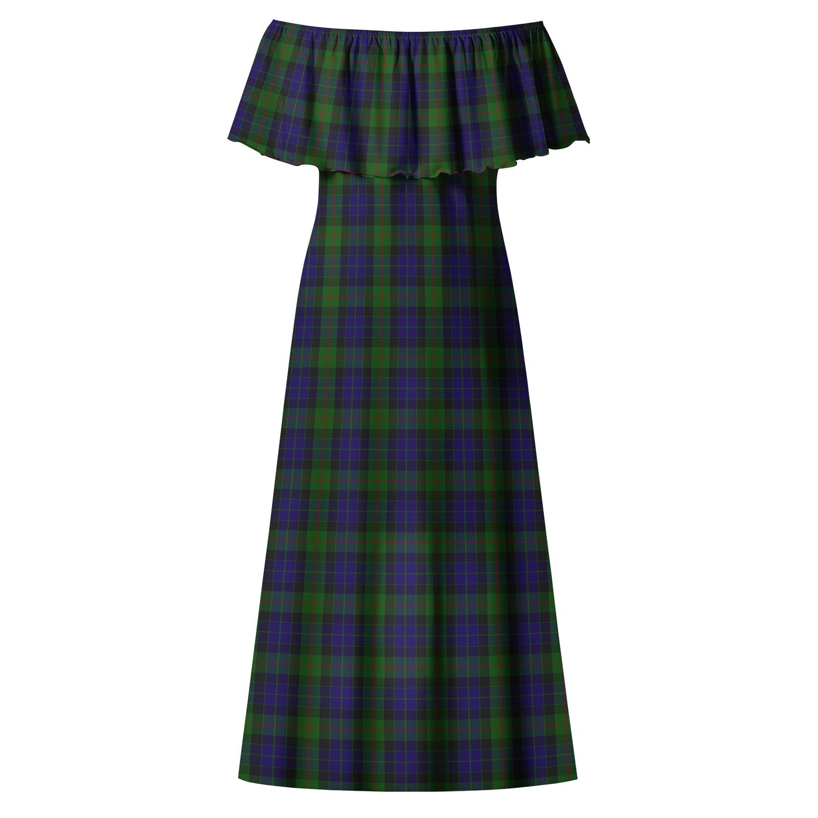 Gunn Tartan Off Shoulder Long Dress - Tartanvibesclothing