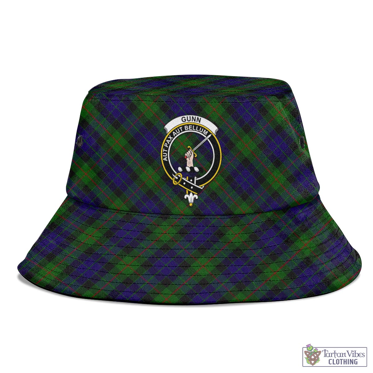 Tartan Vibes Clothing Gunn Tartan Bucket Hat with Family Crest