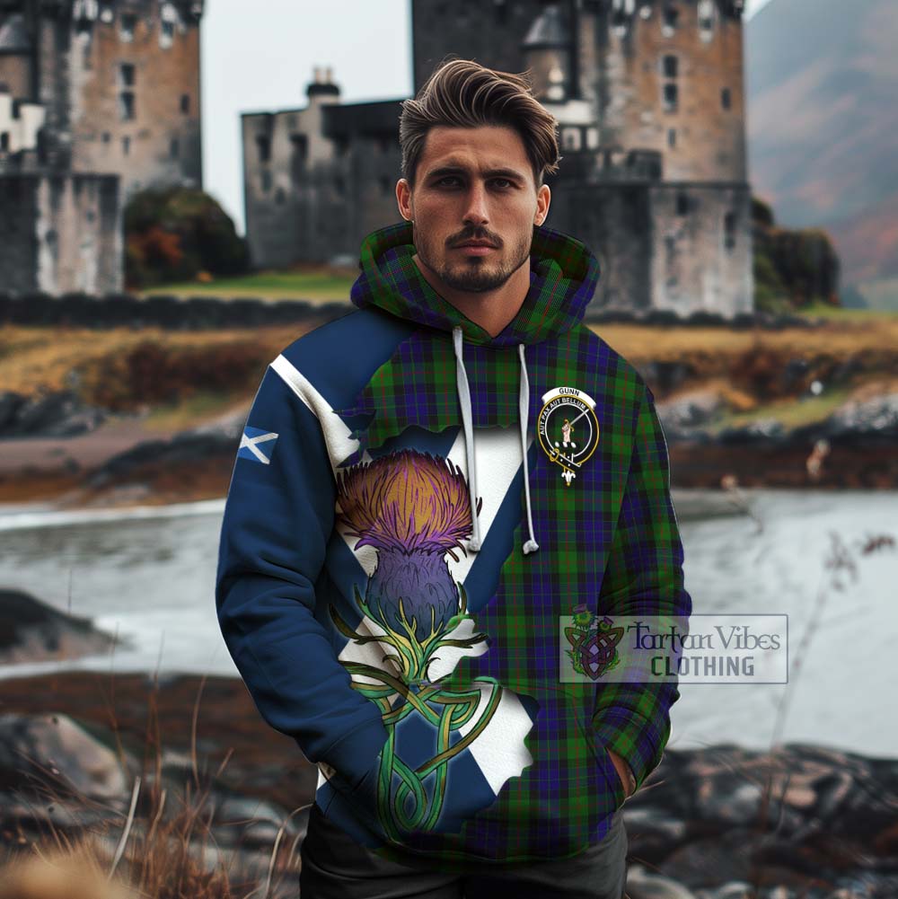 Gunn Tartan Family Crest Cotton Hoodie Scottish Thistle Celtic Inspired - Tartan Vibes Clothing