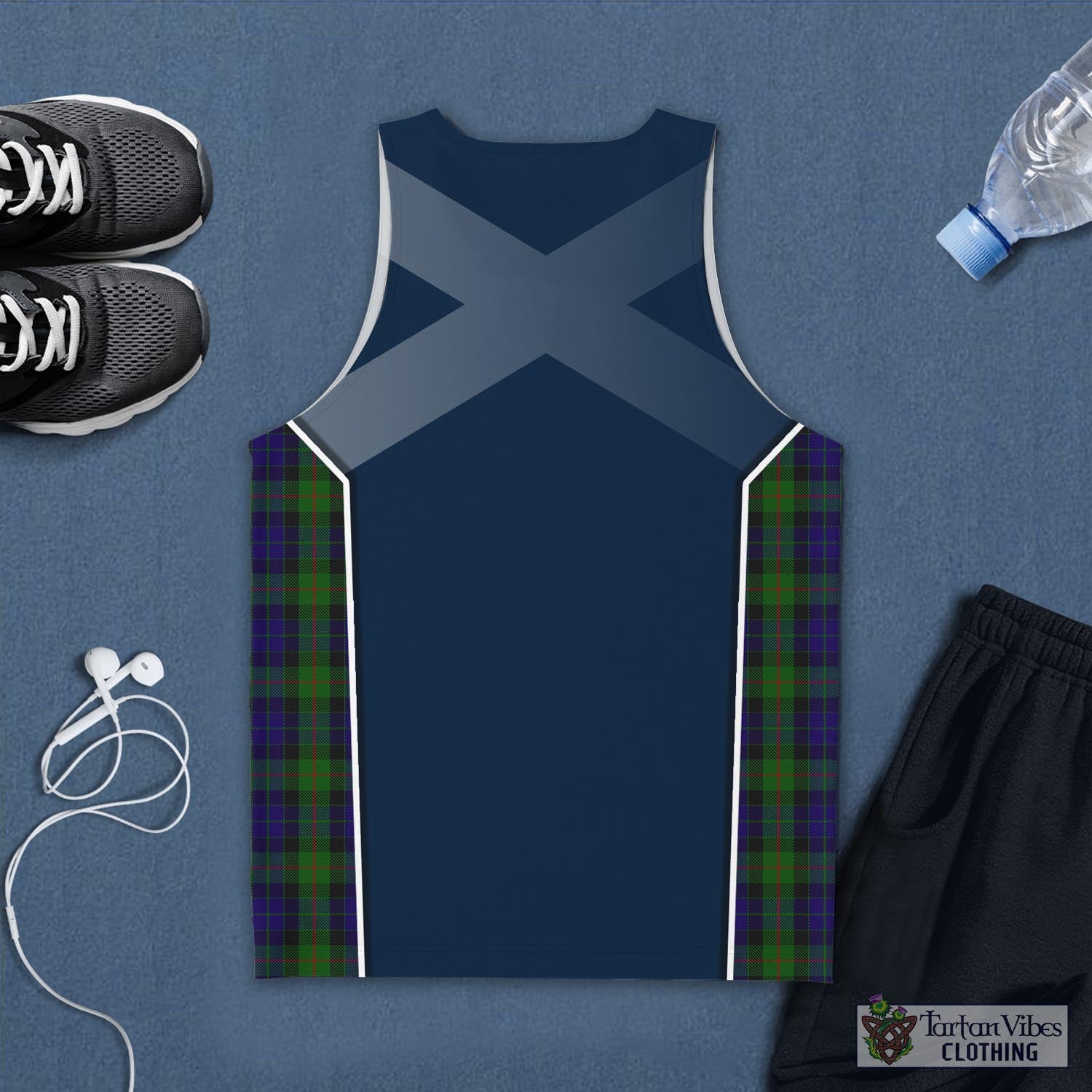 Tartan Vibes Clothing Gunn Tartan Men's Tanks Top with Family Crest and Scottish Thistle Vibes Sport Style