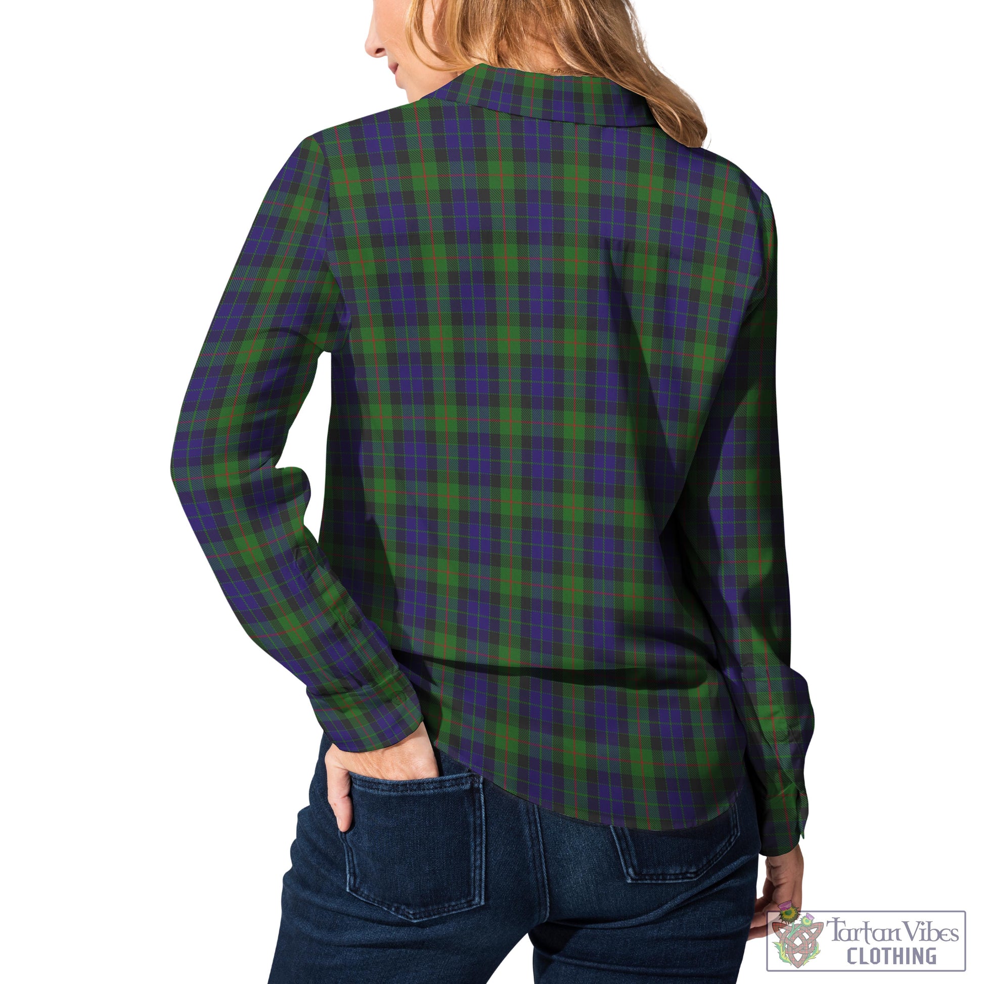 Tartan Vibes Clothing Gunn Tartan Womens Casual Shirt with Family Crest