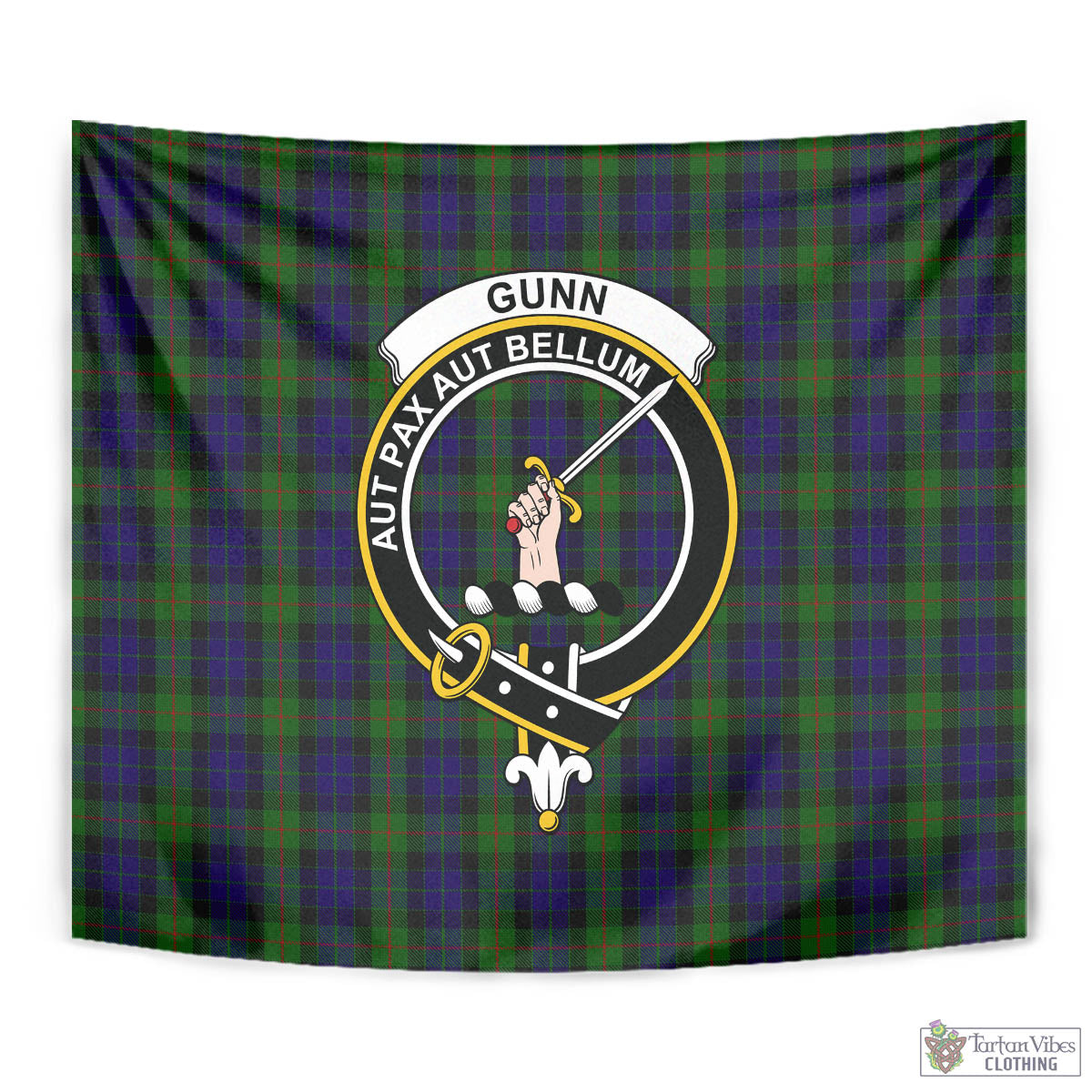 Tartan Vibes Clothing Gunn Tartan Tapestry Wall Hanging and Home Decor for Room with Family Crest