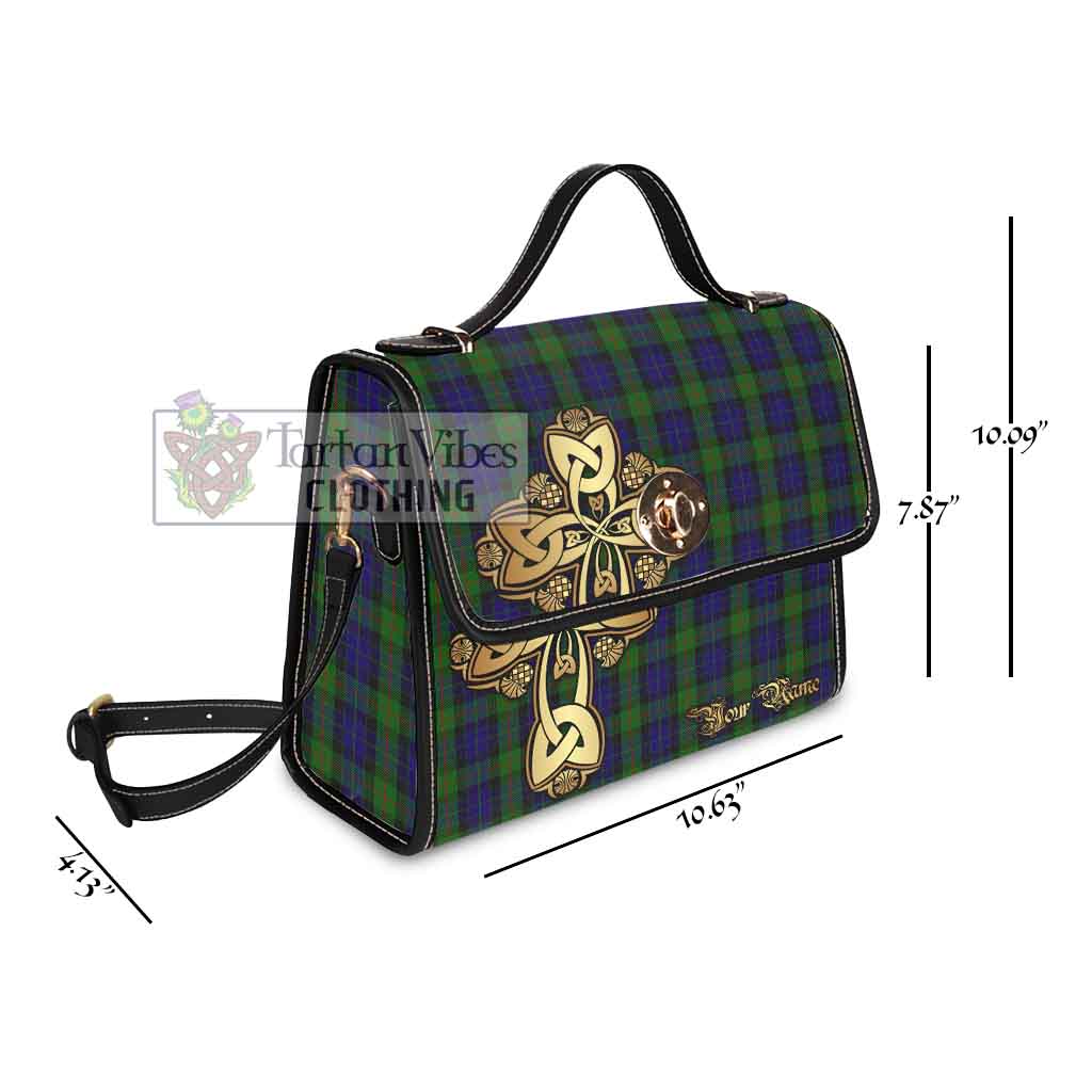 Tartan Vibes Clothing Gunn Tartan Waterproof Canvas Bag Golden Thistle Celtic Cross Style