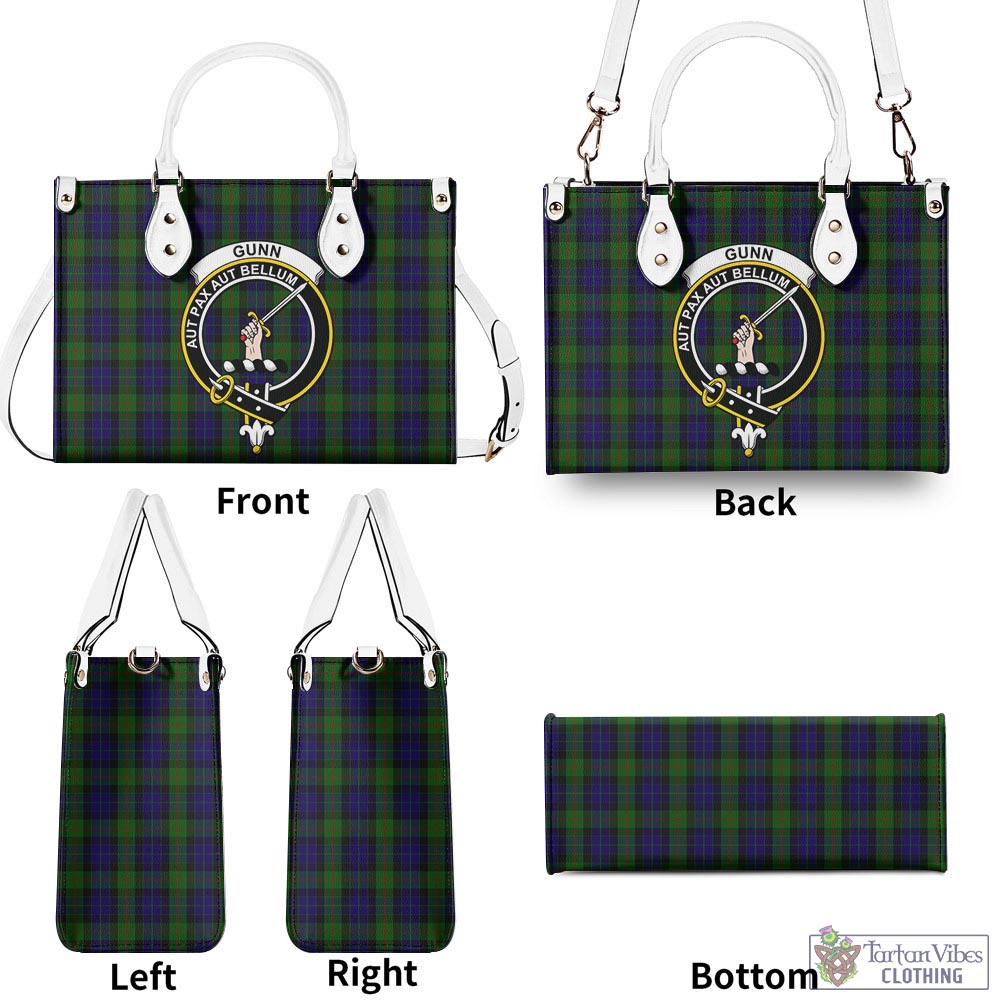 Tartan Vibes Clothing Gunn Tartan Luxury Leather Handbags with Family Crest