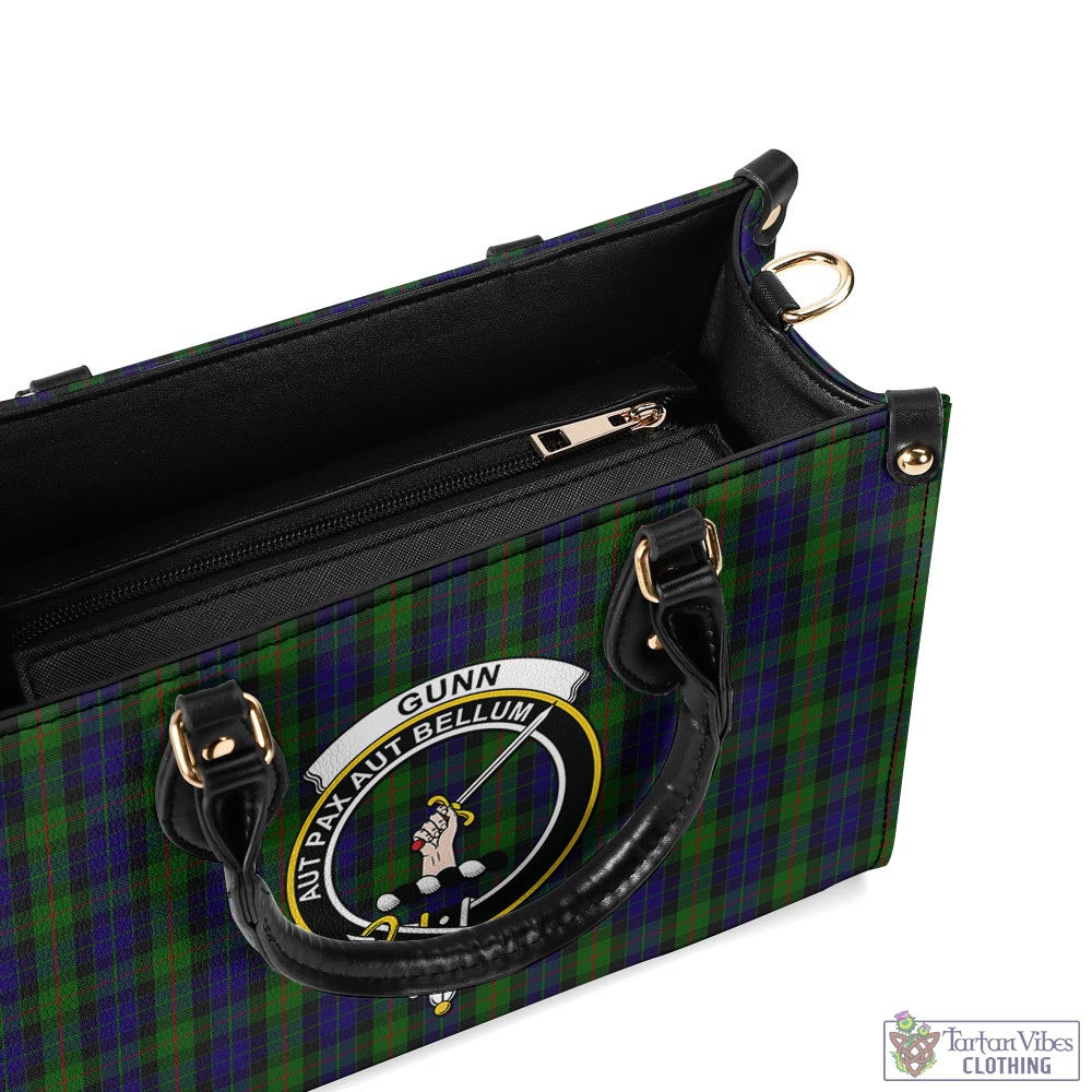 Tartan Vibes Clothing Gunn Tartan Luxury Leather Handbags with Family Crest