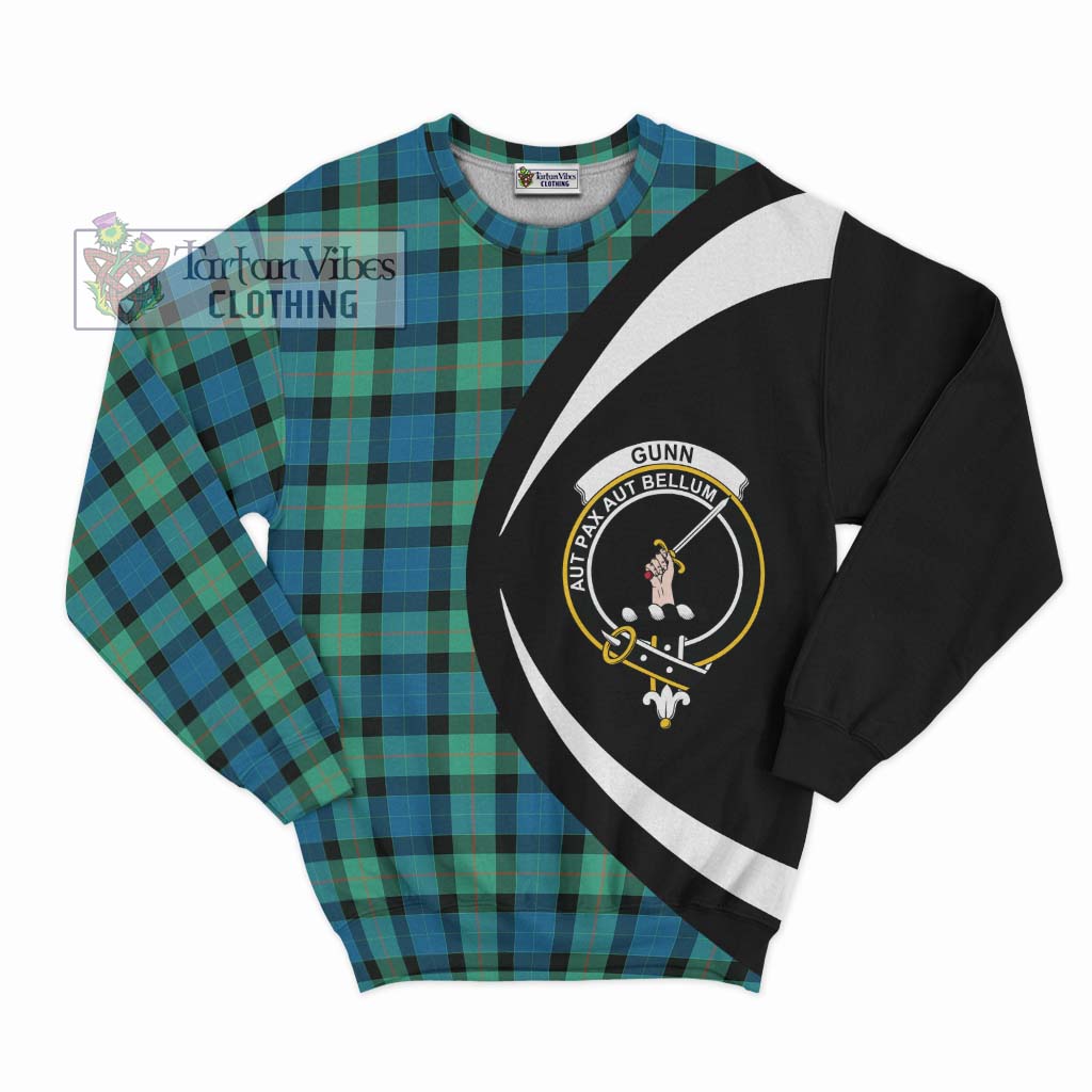 Gunn Ancient Tartan Sweatshirt with Family Crest Circle Style Unisex - Tartan Vibes Clothing