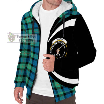 Gunn Ancient Tartan Sherpa Hoodie with Family Crest Circle Style