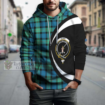 Gunn Ancient Tartan Hoodie with Family Crest Circle Style