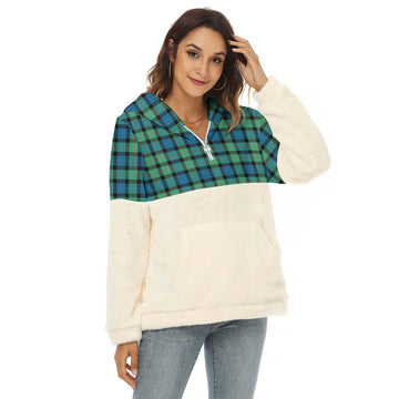 Gunn Ancient Tartan Women's Borg Fleece Hoodie With Half Zip