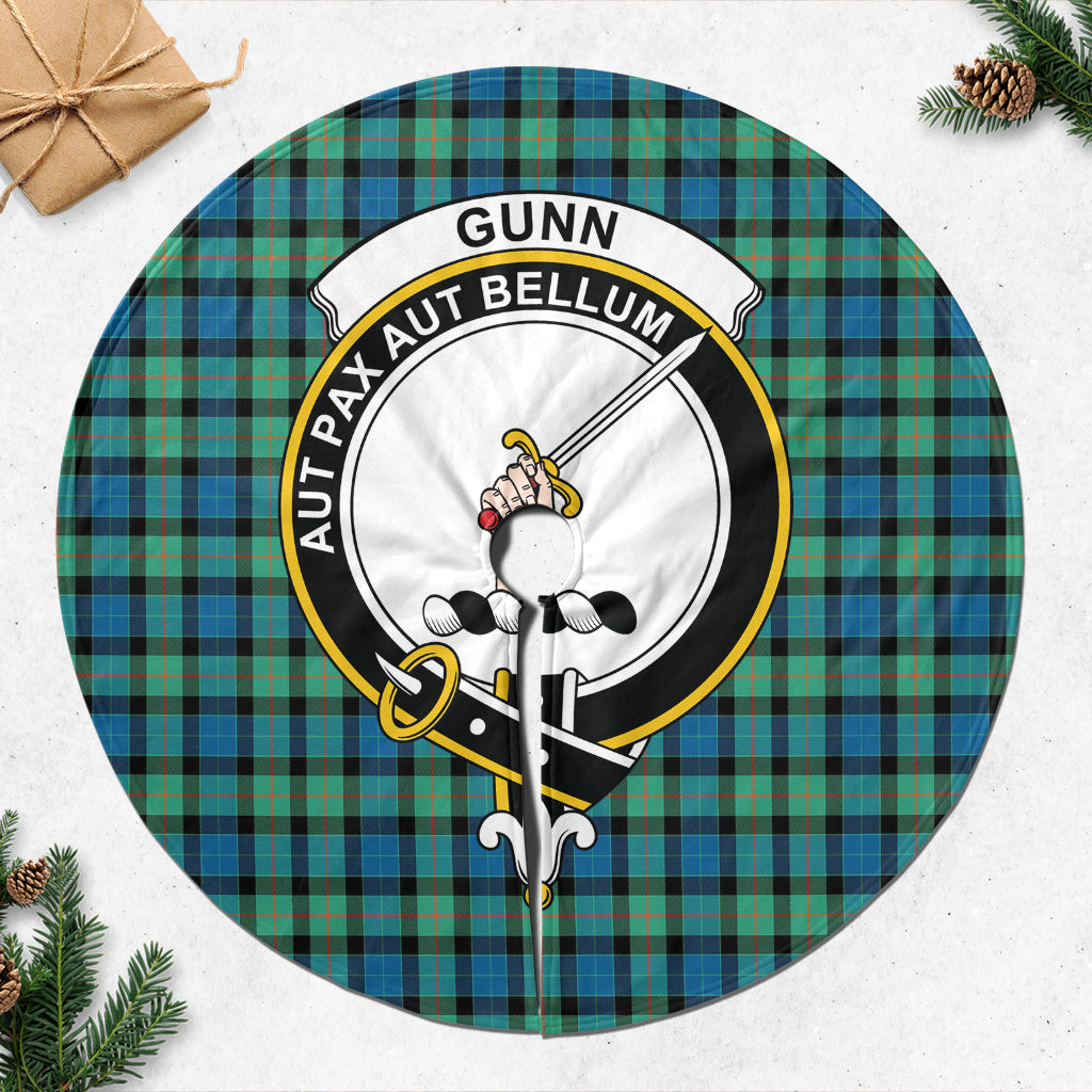 Gunn Ancient Tartan Christmas Tree Skirt with Family Crest - Tartanvibesclothing