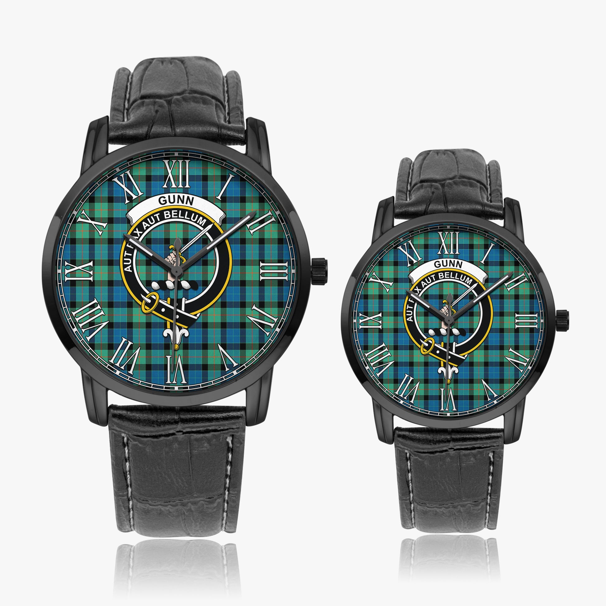 Gunn Ancient Tartan Family Crest Leather Strap Quartz Watch - Tartanvibesclothing