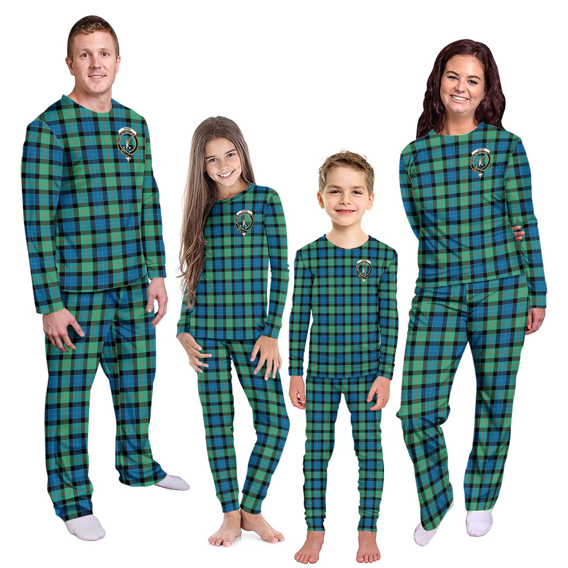 Gunn Ancient Tartan Pajamas Family Set with Family Crest Kid - Tartan Vibes Clothing