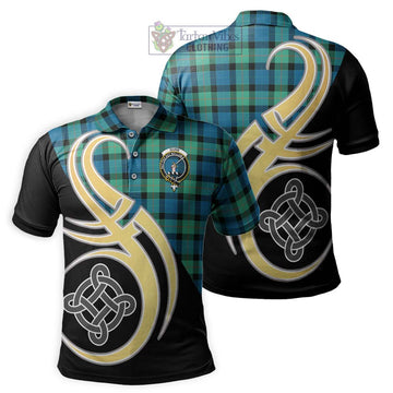 Gunn Ancient Tartan Polo Shirt with Family Crest and Celtic Symbol Style