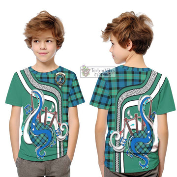 Gunn Ancient Tartan Kid T-Shirt with Epic Bagpipe Style