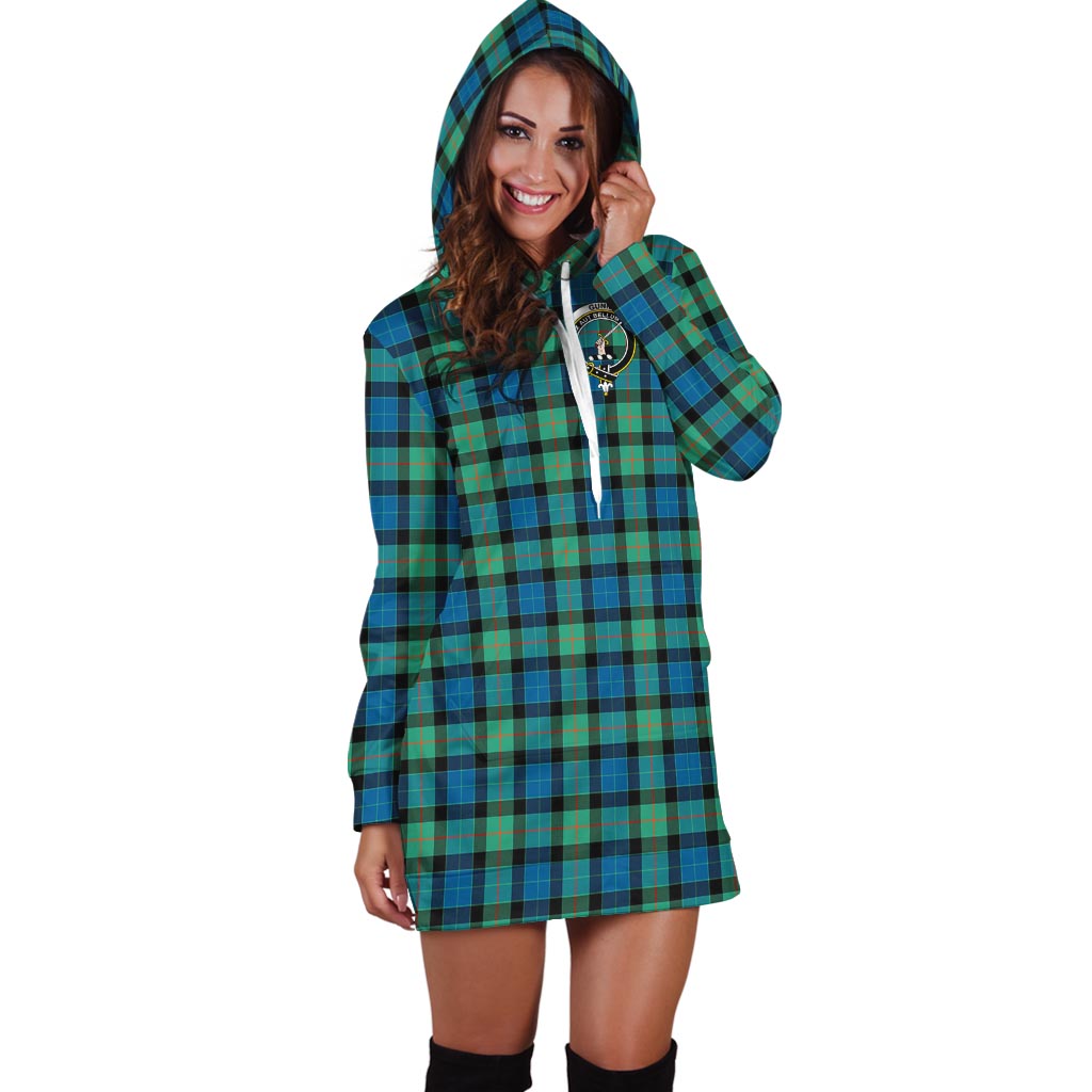 Gunn Ancient Tartan Hoodie Dress with Family Crest - Tartan Vibes Clothing