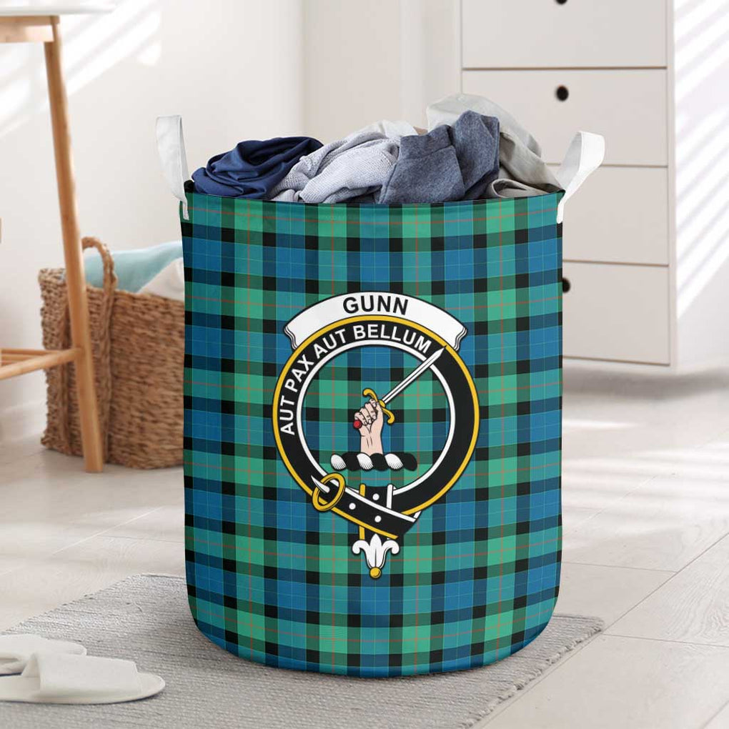 Gunn Ancient Tartan Laundry Basket with Family Crest One Size - Tartanvibesclothing Shop