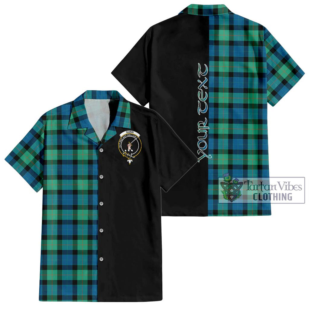 Gunn Ancient Tartan Short Sleeve Button Shirt with Family Crest and Half Of Me Style Kid - Tartanvibesclothing Shop