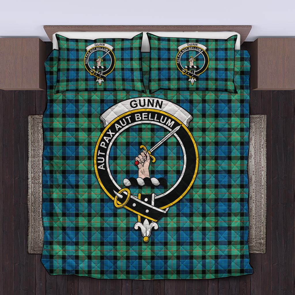 Gunn Ancient Tartan Quilt Bed Set with Family Crest Twin - Tartan Vibes Clothing