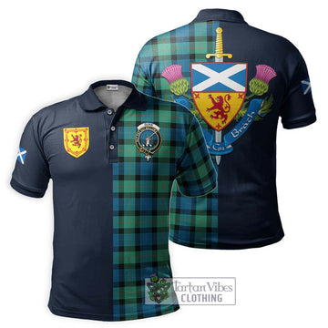 Gunn Ancient Tartan Polo Shirt Alba with Scottish Lion Royal Arm Half Style